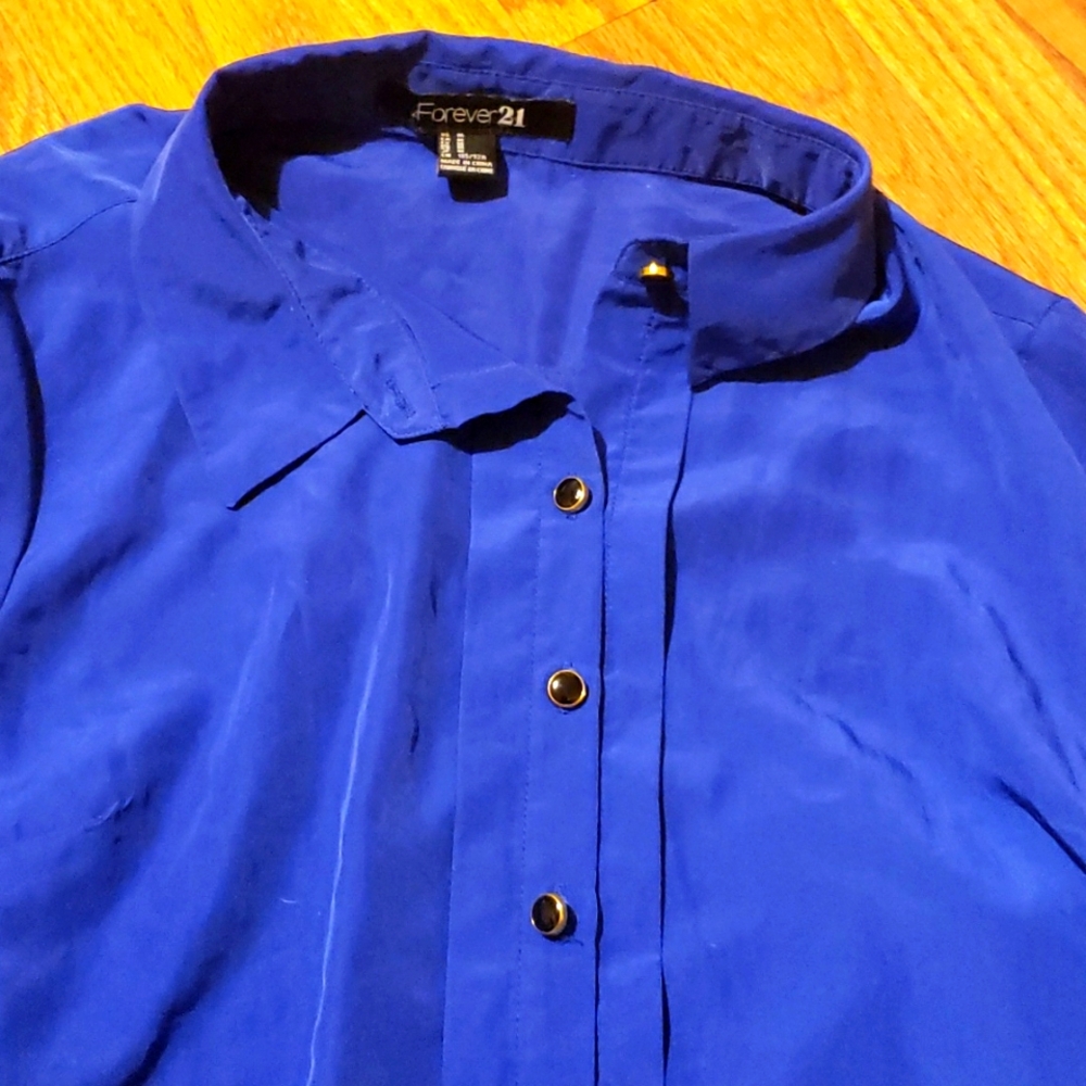 F21 Royal Blue button shirt